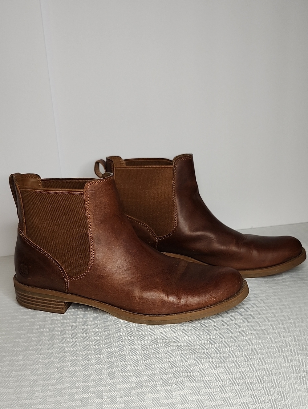 Timberland Womens Chelsea Cognac Brown Leather Ankle Boots Size 10